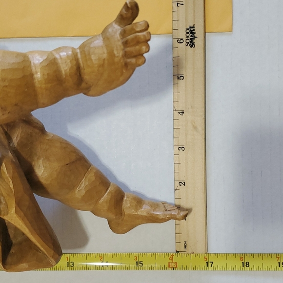 Vintage Hand Carved Wood Angel Cherub Wall Decor Figurine Tall 16" - Picture 15 of 15